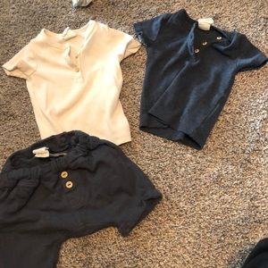 Blue and beige H&M set size 3 months